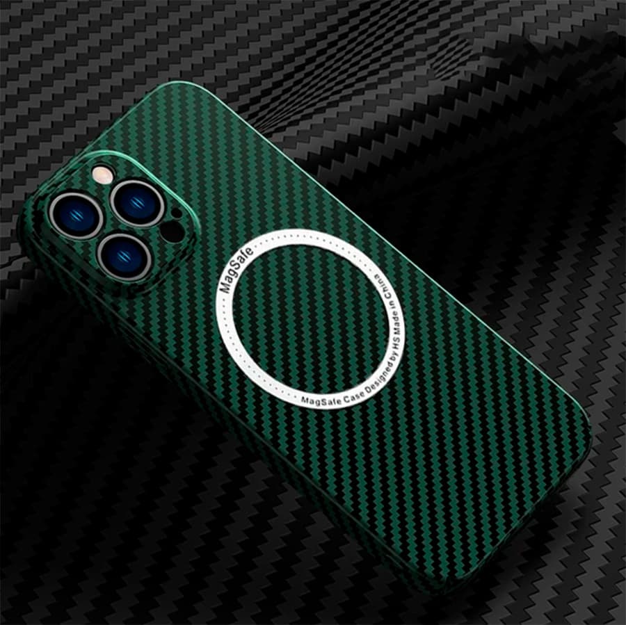 Чехол для iPhone 15 Pro Carbon MagSafe Зеленый
