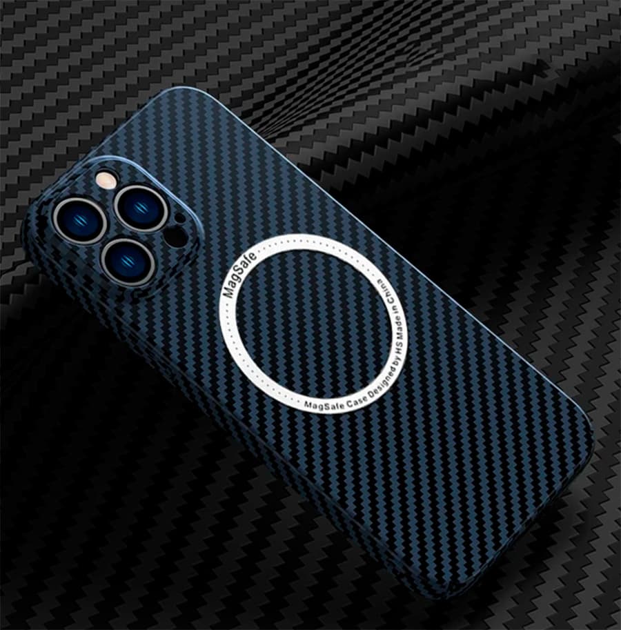 Чехол для iPhone 15 Pro Carbon MagSafe Синий